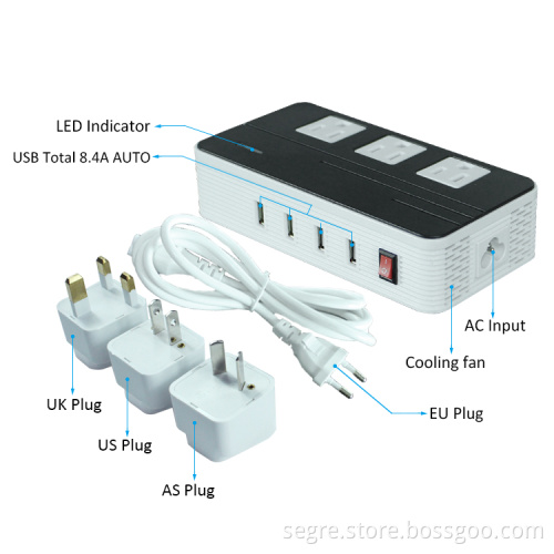 200W 110V Travel Adapter Power Converter USA Amazon Hot selling with EU AC power cord US AU UK plugs
